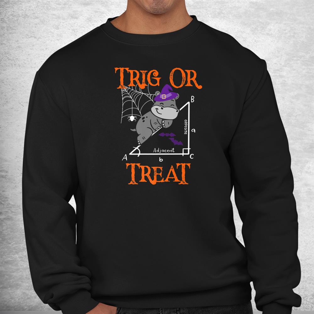 Trig Or Treat Hippopotamus Math Teacher Halloween Shirt Trig Or Treat Hippopotamus Math Teacher Halloween Shirt