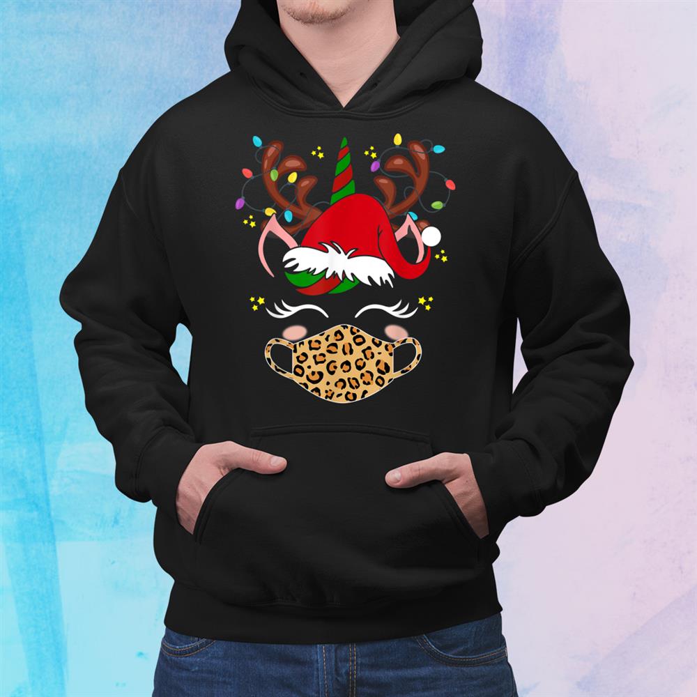 Tu Reindeer Unicorn Face Santa Christmas Leopard Shirt Tu Reindeer Unicorn Face Santa Christmas Leopard Shirt