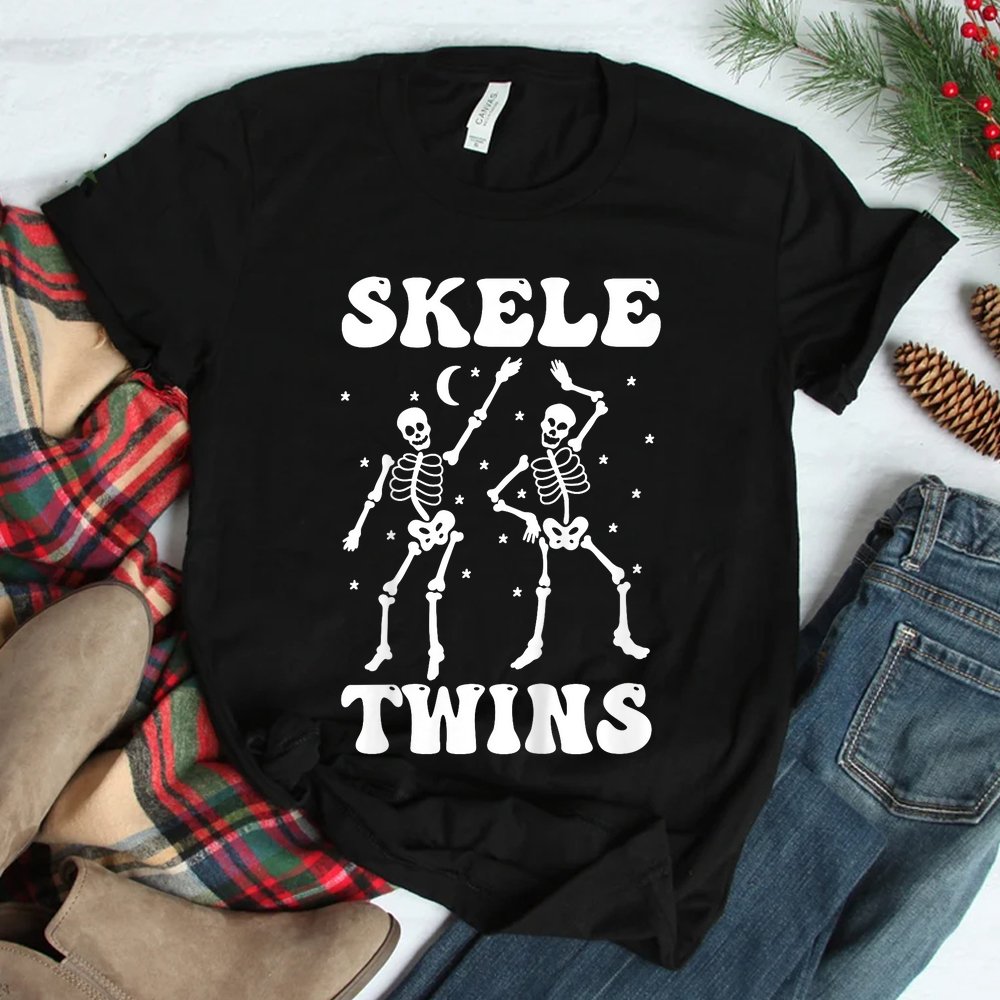 Twins Halloween Matching Skeletwins Funny Dancing Skeletons Shirt Twins Halloween Matching Skeletwins Funny Dancing Skeletons Shirt