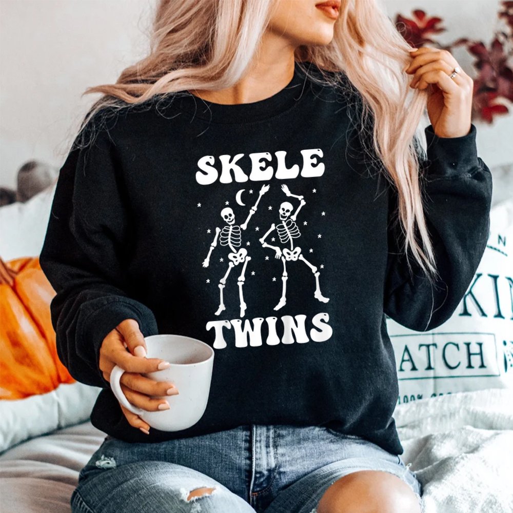 Twins Halloween Matching Skeletwins Funny Dancing Skeletons Shirt Twins Halloween Matching Skeletwins Funny Dancing Skeletons Shirt