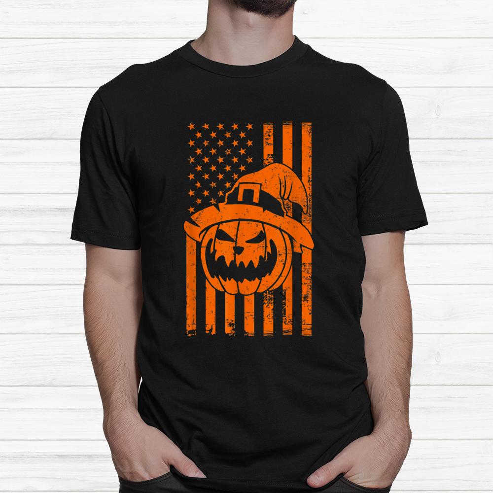 Usa Flag Pumpkin Halloween Witch Hat Shirt Usa Flag Pumpkin Halloween Witch Hat Shirt