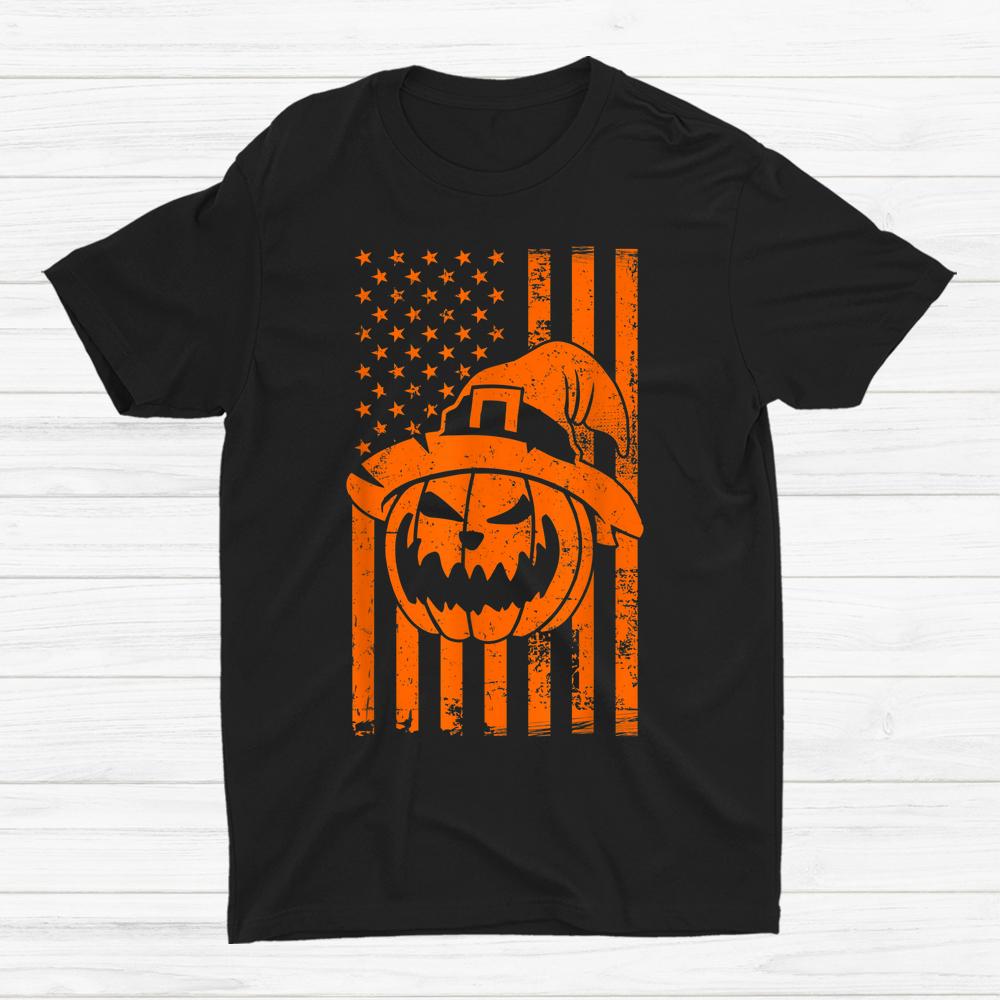 Usa Flag Pumpkin Halloween Witch Hat Shirt Usa Flag Pumpkin Halloween Witch Hat Shirt