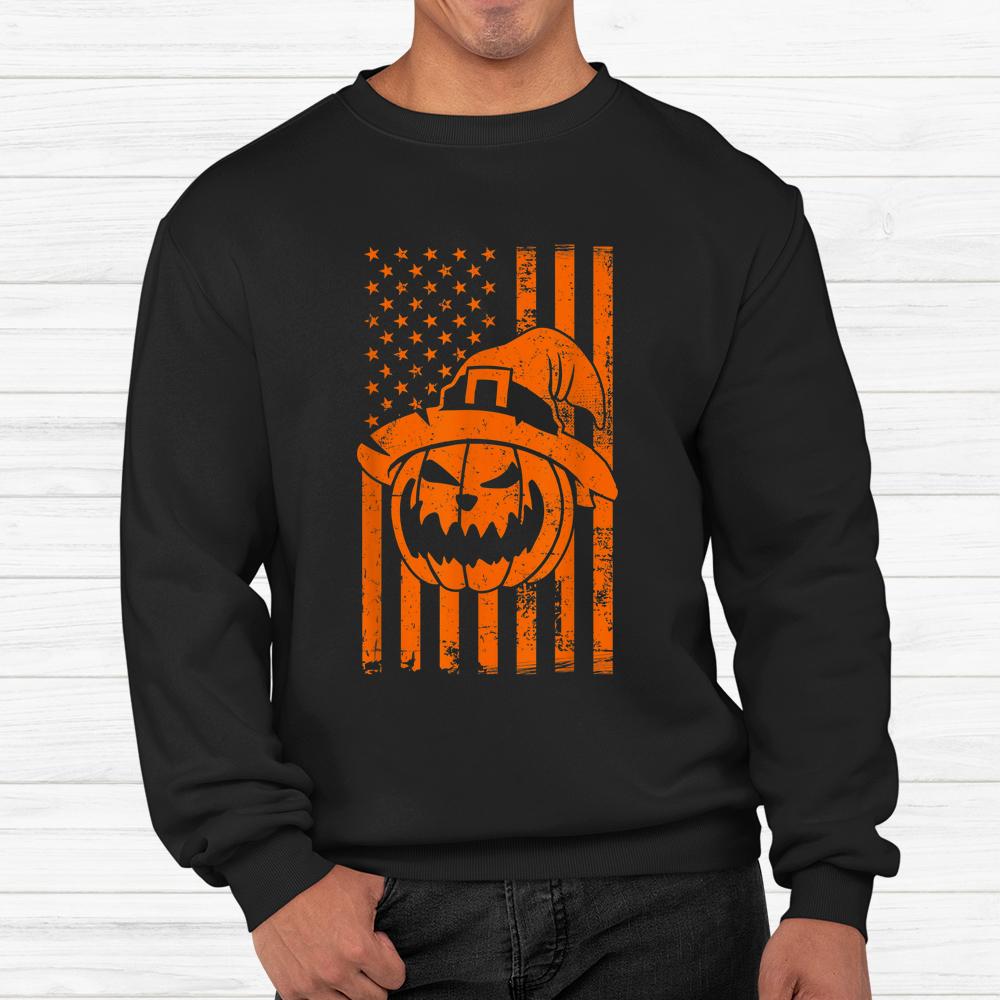 Usa Flag Pumpkin Halloween Witch Hat Shirt Usa Flag Pumpkin Halloween Witch Hat Shirt