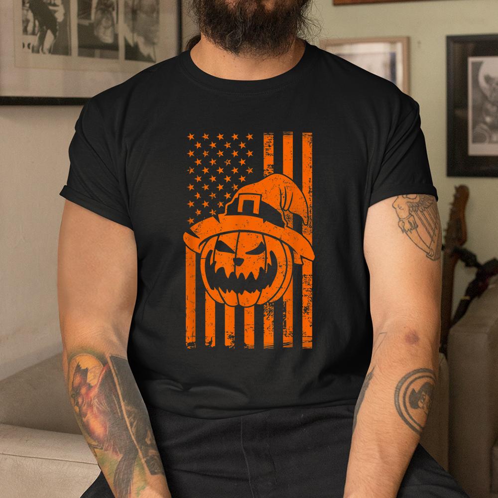 Usa Flag Pumpkin Halloween Witch Hat Shirt Usa Flag Pumpkin Halloween Witch Hat Shirt