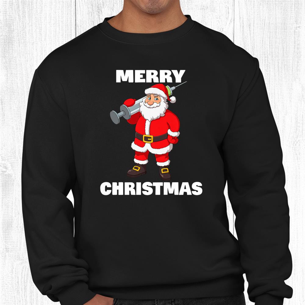 Vaccinated Santa Claus Merry Christmas Shirt Vaccinated Santa Claus Merry Christmas Shirt