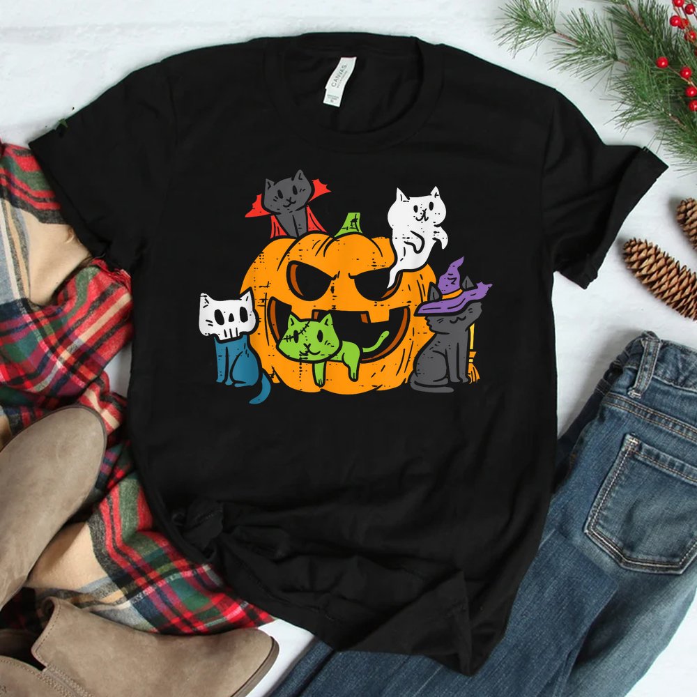 Vampire Ghost Zombie Witch Cats In Pumpkin Halloween Shirt Vampire Ghost Zombie Witch Cats In Pumpkin Halloween Shirt