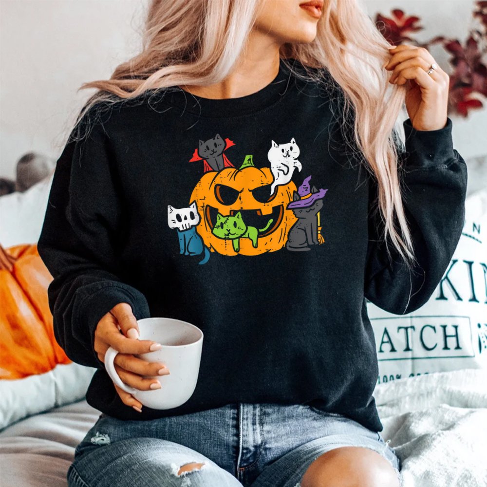 Vampire Ghost Zombie Witch Cats In Pumpkin Halloween Shirt Vampire Ghost Zombie Witch Cats In Pumpkin Halloween Shirt