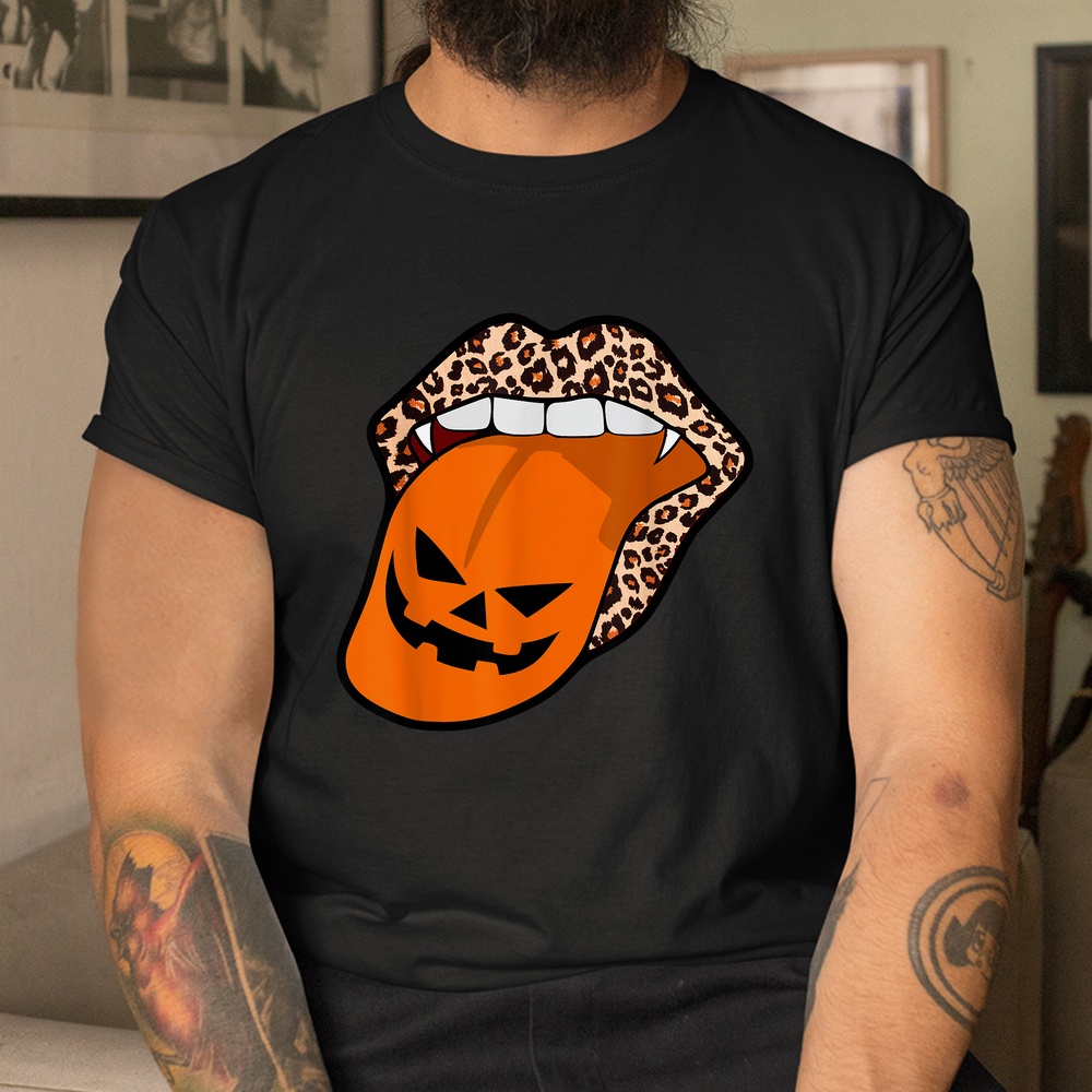 Vampire Leopard Lips Pumpkin Tongue Halloween Shirt Vampire Leopard Lips Pumpkin Tongue Halloween Shirt