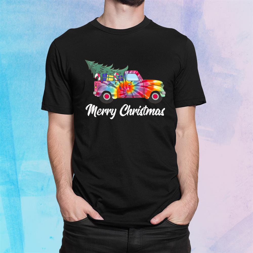 Wagon Tie Dye Merry Christmas Truck Pickup Tree Vintage Shirt Wagon Tie Dye Merry Christmas Truck Pickup Tree Vintage Shirt