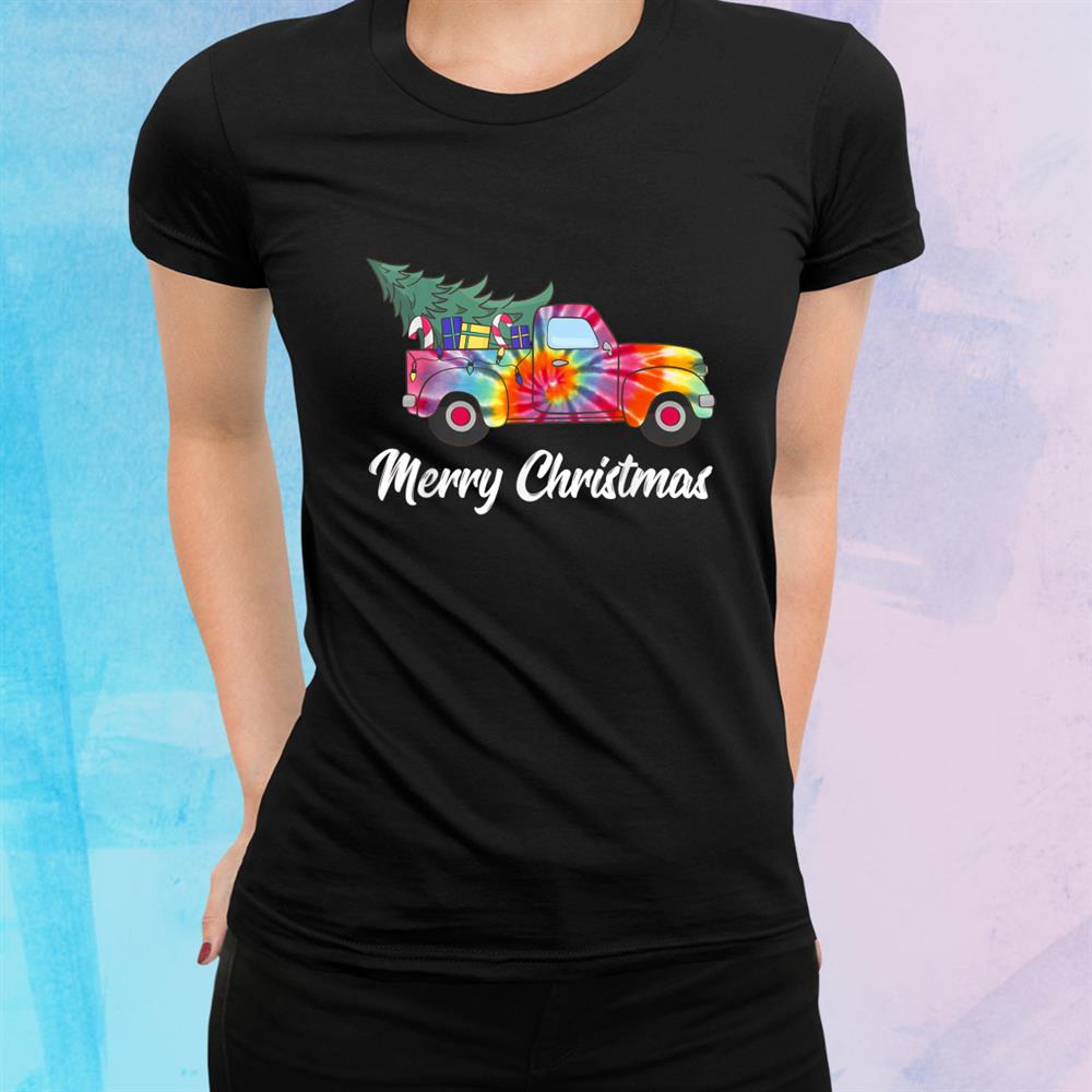 Wagon Tie Dye Merry Christmas Truck Pickup Tree Vintage Shirt Wagon Tie Dye Merry Christmas Truck Pickup Tree Vintage Shirt