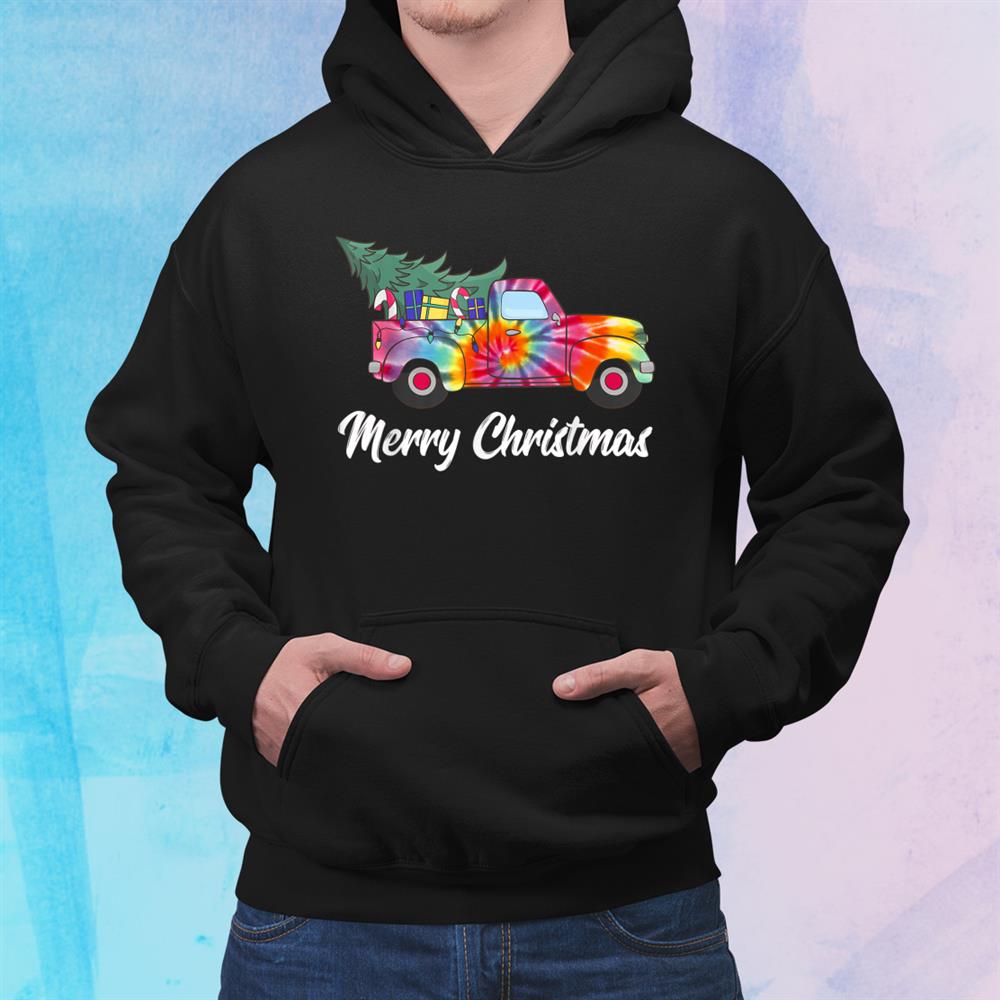Wagon Tie Dye Merry Christmas Truck Pickup Tree Vintage Shirt Wagon Tie Dye Merry Christmas Truck Pickup Tree Vintage Shirt