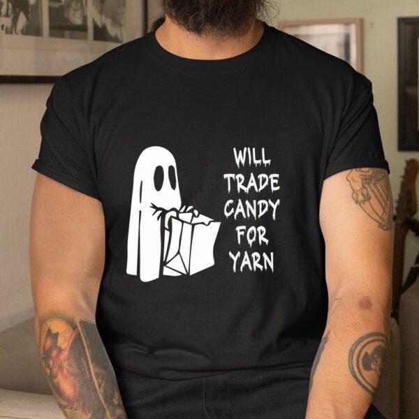 will trade candy for yarn funny halloween kntting crochet shirt 3