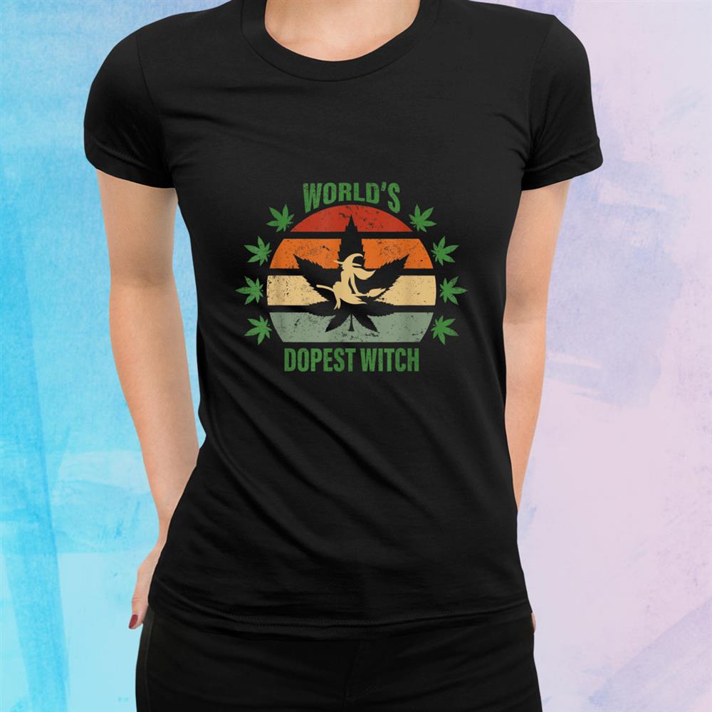 Worlds Dopest Witch Halloween Weed Retro Vintage Shirt Worlds Dopest Witch Halloween Weed Retro Vintage Shirt