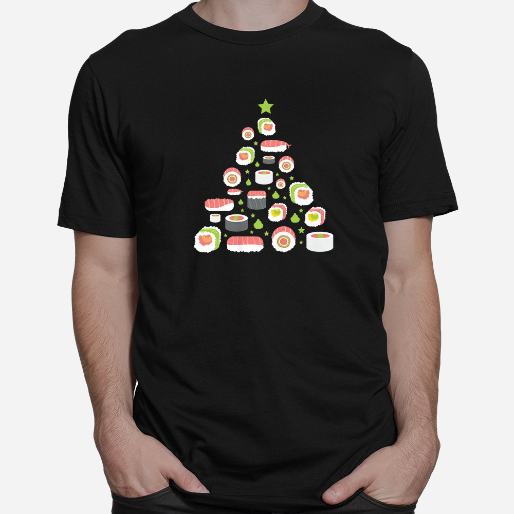 Xmas Japanese Sushi Christmas Tree Holiday Pajama Shirt Xmas Japanese Sushi Christmas Tree Holiday Pajama Shirt