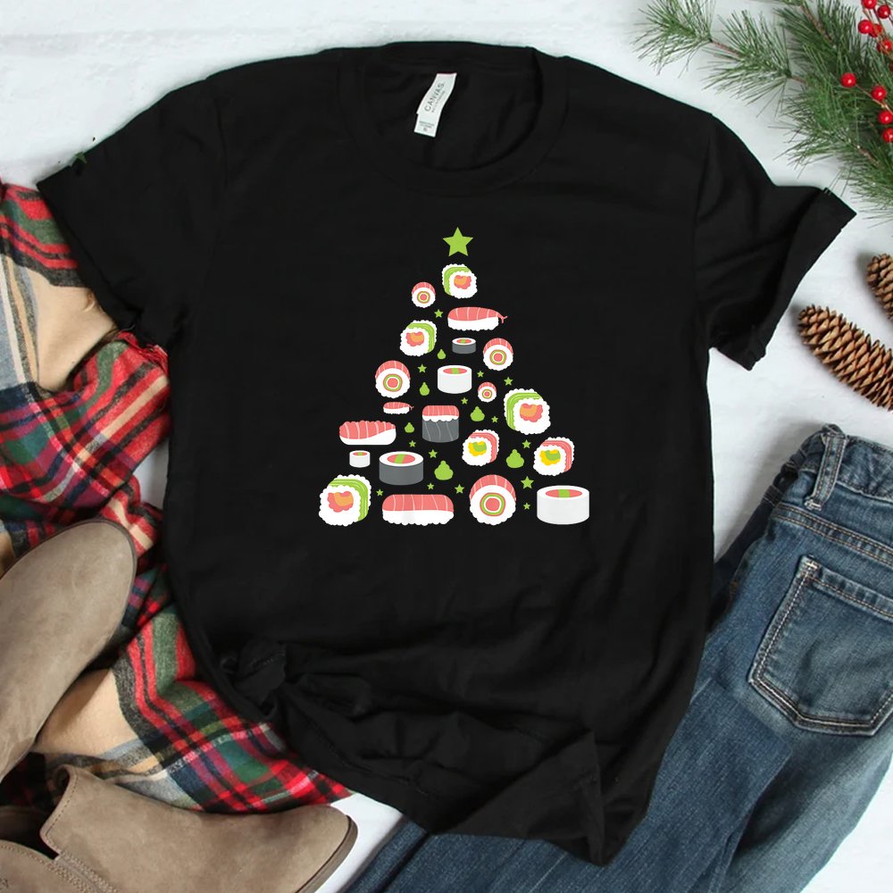 Xmas Japanese Sushi Christmas Tree Holiday Pajama Shirt Xmas Japanese Sushi Christmas Tree Holiday Pajama Shirt