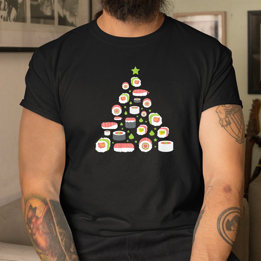 Xmas Japanese Sushi Christmas Tree Holiday Pajama Shirt Xmas Japanese Sushi Christmas Tree Holiday Pajama Shirt