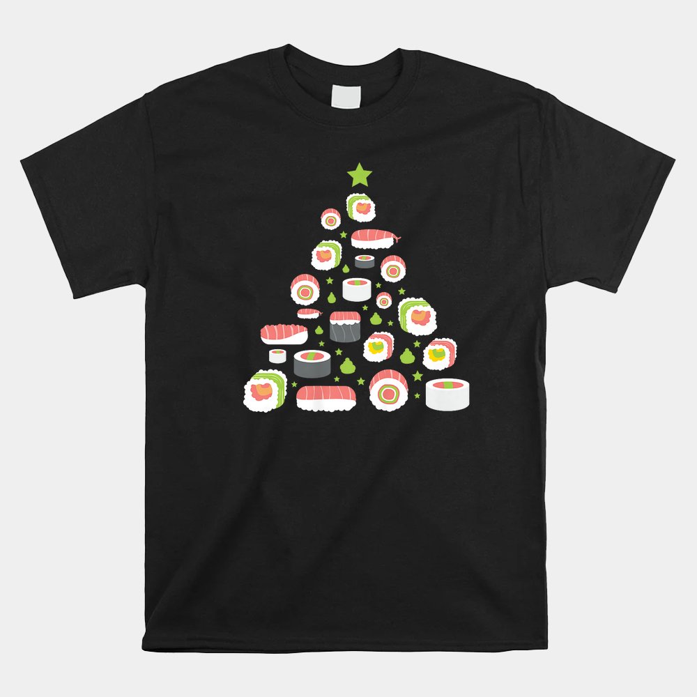 Xmas Japanese Sushi Christmas Tree Holiday Pajama Shirt Xmas Japanese Sushi Christmas Tree Holiday Pajama Shirt