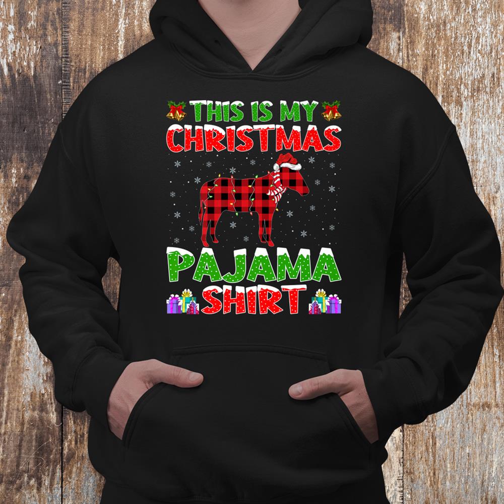 Xmas Santa Hat This Is My Mule Christmas Pajama Shirt Xmas Santa Hat This Is My Mule Christmas Pajama Shirt