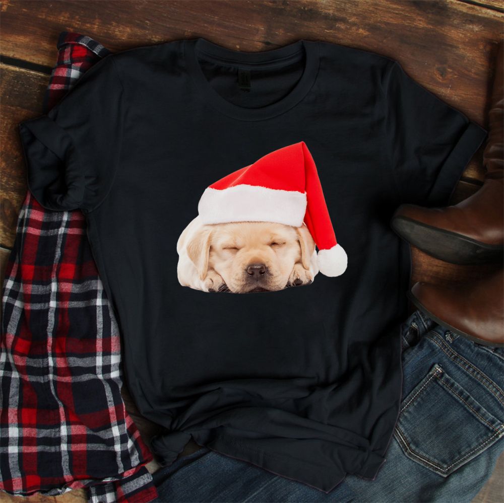 Yellow Lab Puppy Santa Hat Image Christmas Shirt Yellow Lab Puppy Santa Hat Image Christmas Shirt