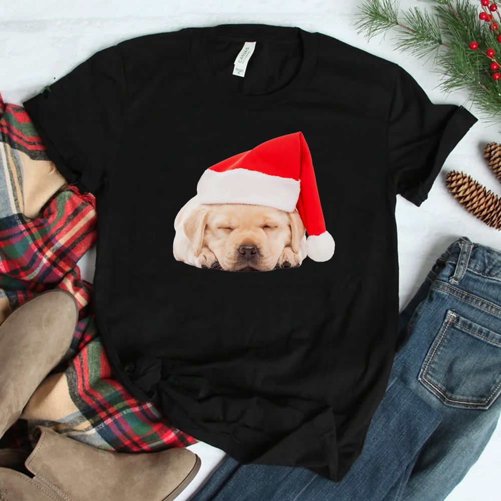 Yellow Lab Puppy Santa Hat Image Christmas Shirt Yellow Lab Puppy Santa Hat Image Christmas Shirt