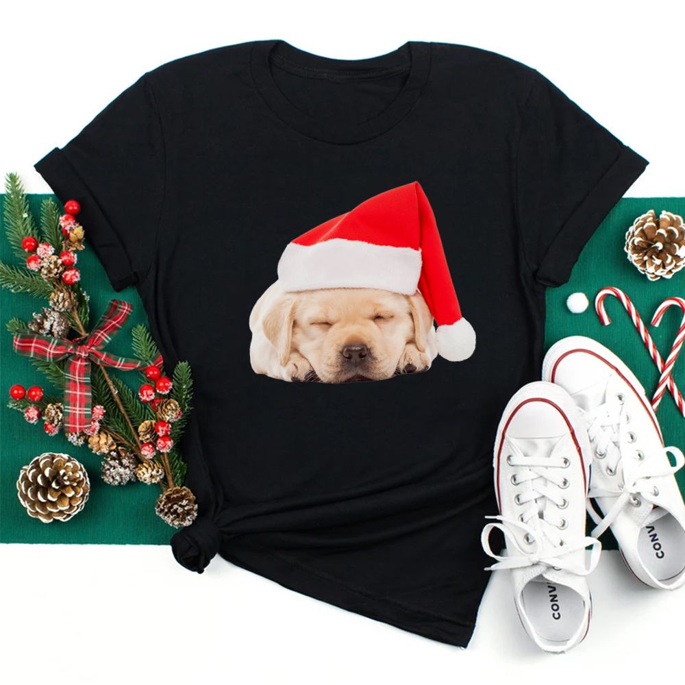 Yellow Lab Puppy Santa Hat Image Christmas Shirt Yellow Lab Puppy Santa Hat Image Christmas Shirt