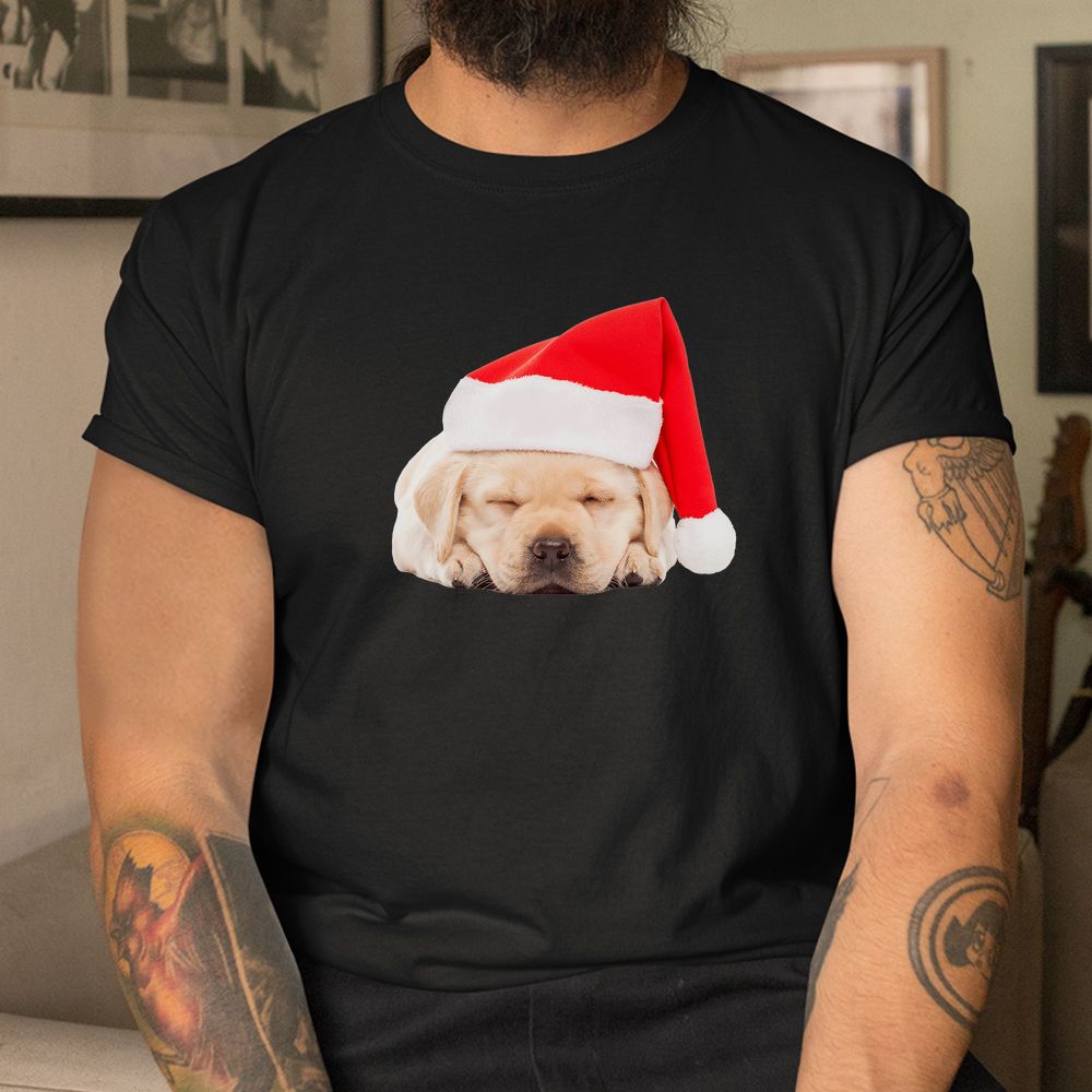 Yellow Lab Puppy Santa Hat Image Christmas Shirt Yellow Lab Puppy Santa Hat Image Christmas Shirt