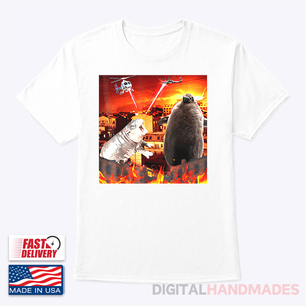 Moo Deng And Pesto Battle Destroy City Fire Scene T Shirt Moo Deng And Pesto Battle Destroy City Fire Scene T Shirt