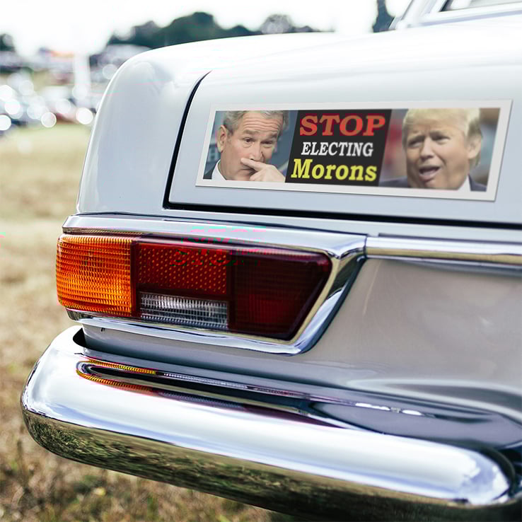 George W. Bush Stop Electing Morons Anti Trump Car Magnet George W. Bush Stop Electing Morons Anti Trump Car Magnet