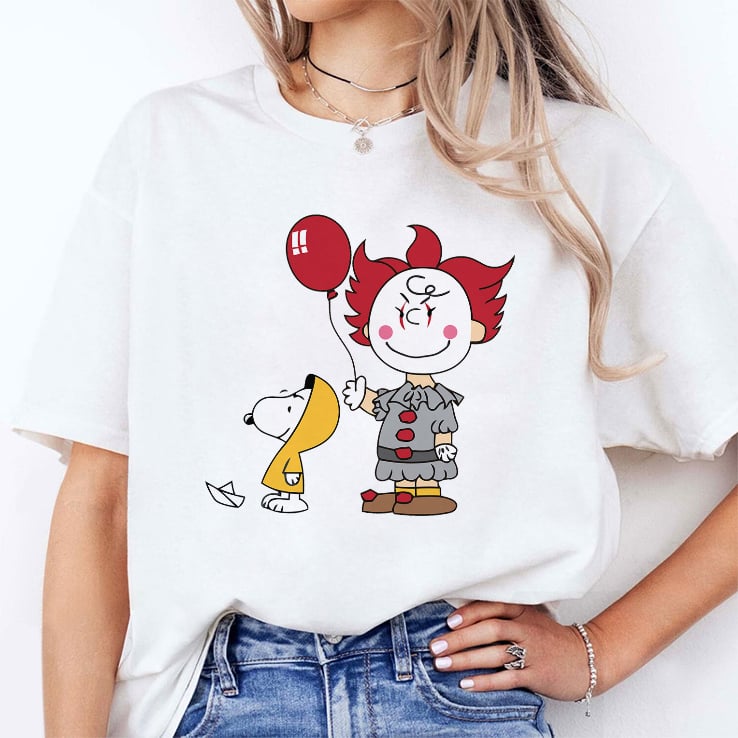 IT Pennywise Charlie Brown And Georgie Snoopy Stephen King Shirt IT Pennywise Charlie Brown And Georgie Snoopy Stephen King Shirt