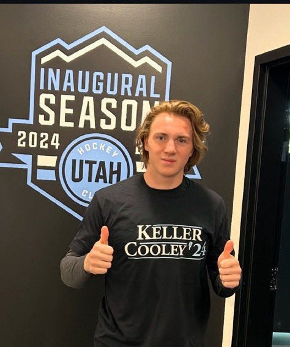 Clayton Keller And Logan Cooley 2024 Utah Hockey Shirt 8 Logan Cooley wears Keller Cooley 24 Shirt