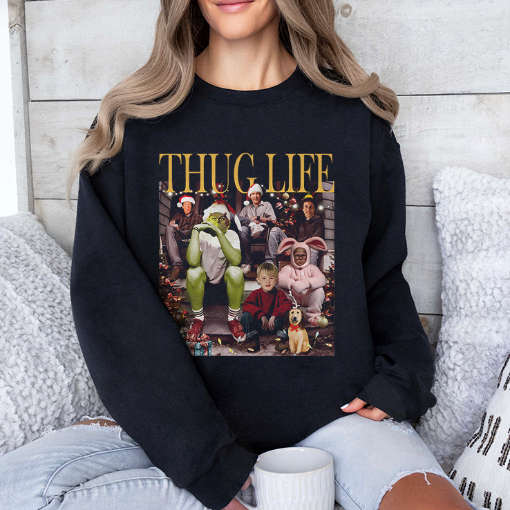 Thug Life Christmas Movies Grinch Home Alone Elf T Shirt Thug Life Christmas Movies Grinch Home Alone Elf T Shirt