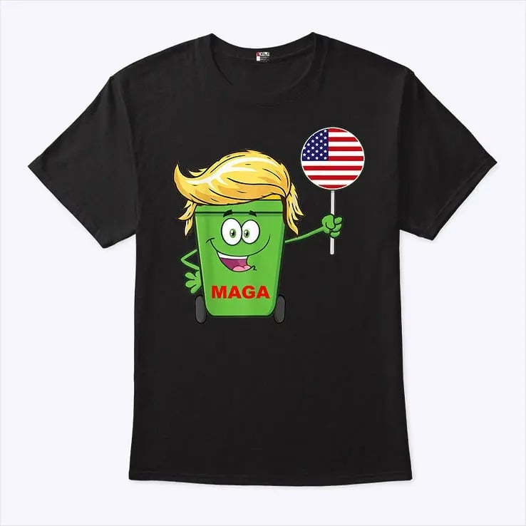 Funny Trump MAGA Cartoon Garbage Can American Flag Shirt Funny Trump MAGA Cartoon Garbage Can American Flag Shirt