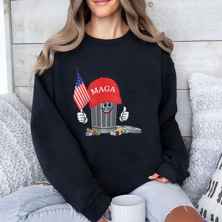 Funny Trump MAGA Garbage Can American Flag Shirt Funny Trump MAGA Garbage Can American Flag Shirt