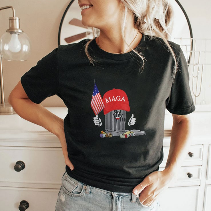 Funny Trump MAGA Garbage Can American Flag Shirt Funny Trump MAGA Garbage Can American Flag Shirt