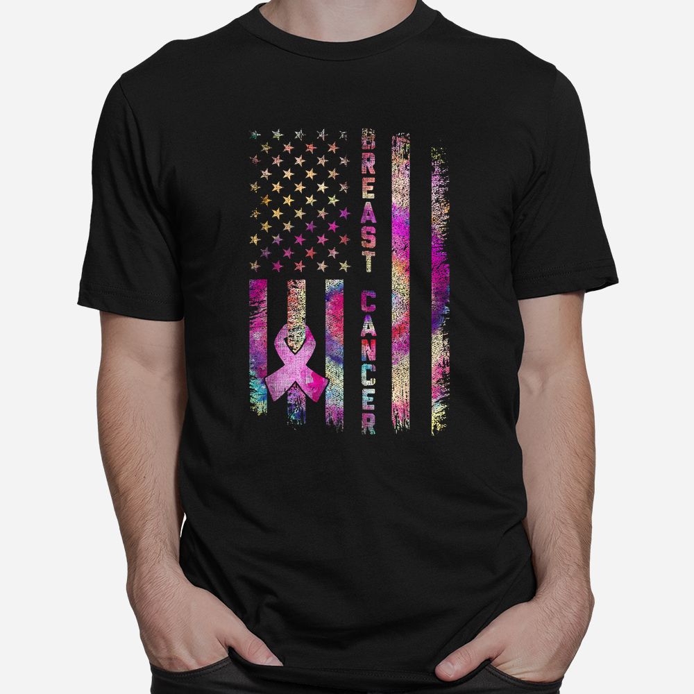 American Flag Breast Cancer Awareness Support Tie Dye Shirt American Flag Breast Cancer Awareness Support Tie Dye Shirt