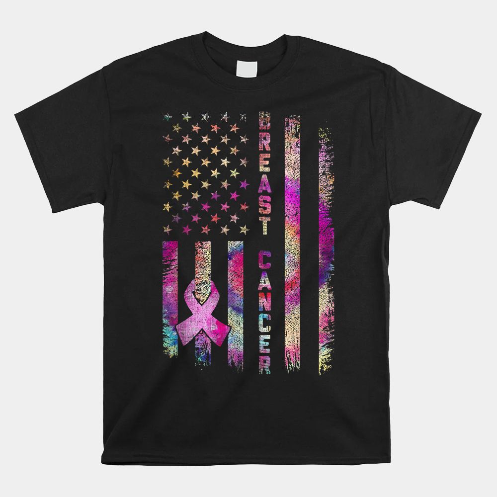 American Flag Breast Cancer Awareness Support Tie Dye Shirt American Flag Breast Cancer Awareness Support Tie Dye Shirt