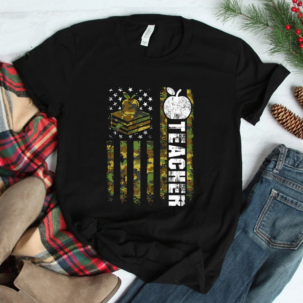 American Flag Camouflage Teacher Patriotic Shirt American Flag Camouflage Teacher Patriotic Shirt