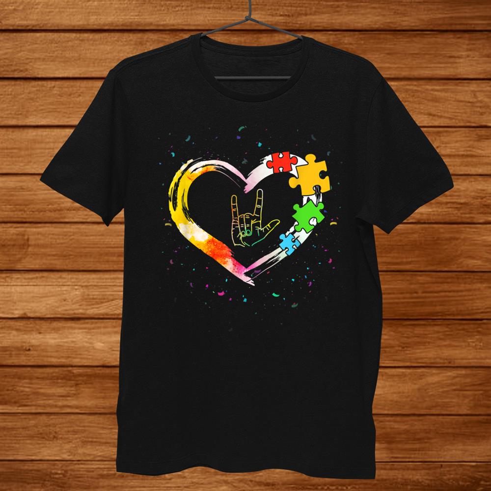 Autism Awareness Special Ed Teacher Asl Sign Language Puzzle Shirt Autism Awareness Special Ed Teacher Asl Sign Language Puzzle Shirt