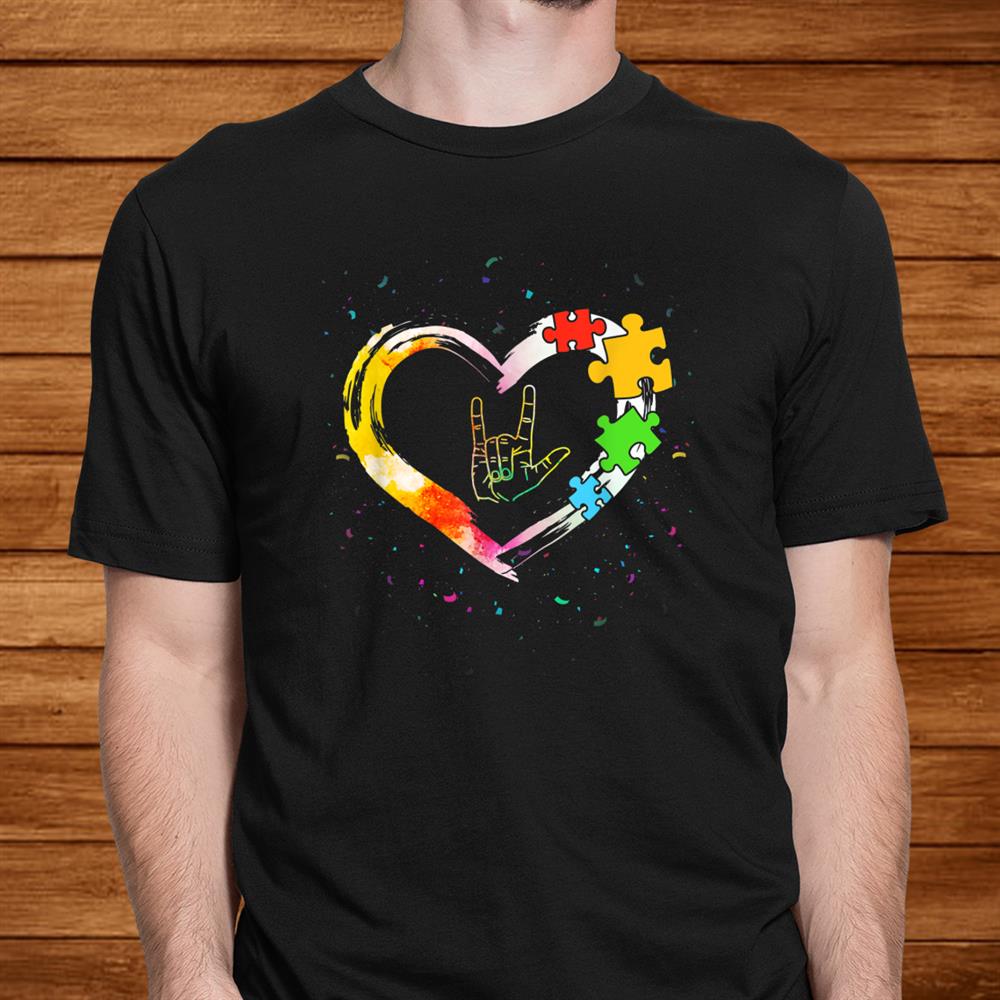 Autism Awareness Special Ed Teacher Asl Sign Language Puzzle Shirt Autism Awareness Special Ed Teacher Asl Sign Language Puzzle Shirt