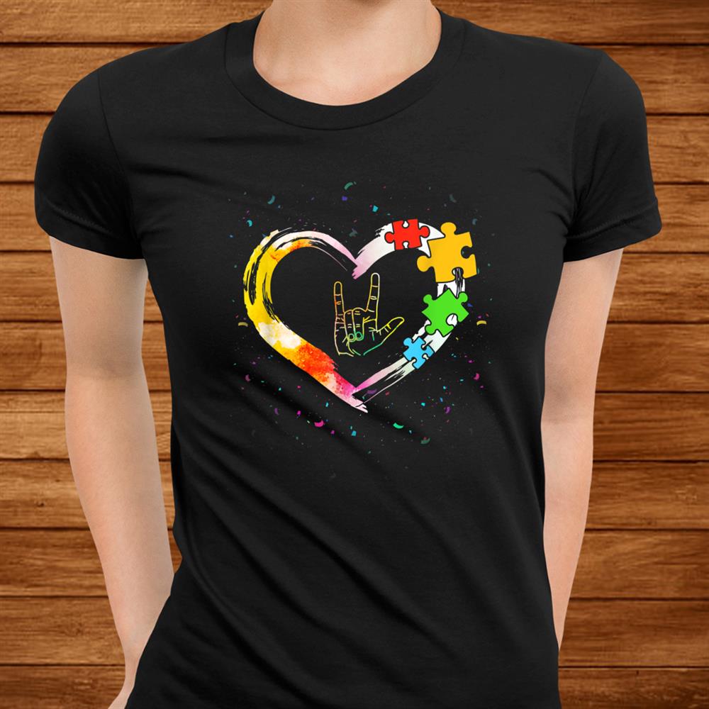Autism Awareness Special Ed Teacher Asl Sign Language Puzzle Shirt Autism Awareness Special Ed Teacher Asl Sign Language Puzzle Shirt