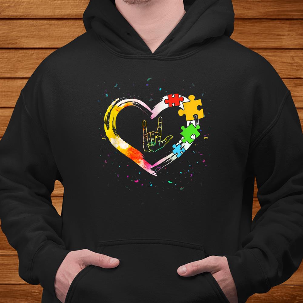 Autism Awareness Special Ed Teacher Asl Sign Language Puzzle Shirt Autism Awareness Special Ed Teacher Asl Sign Language Puzzle Shirt