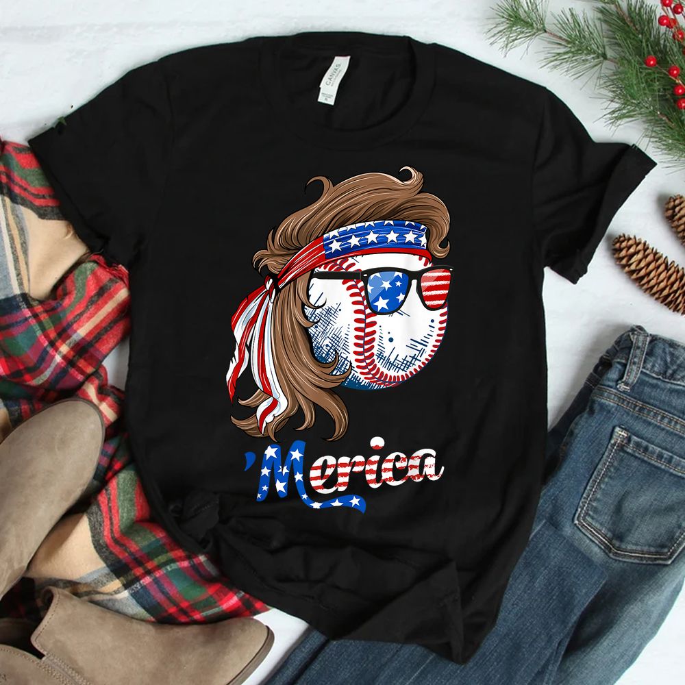 Baseball Mullet American Flag Merica Shirt Baseball Mullet American Flag Merica Shirt
