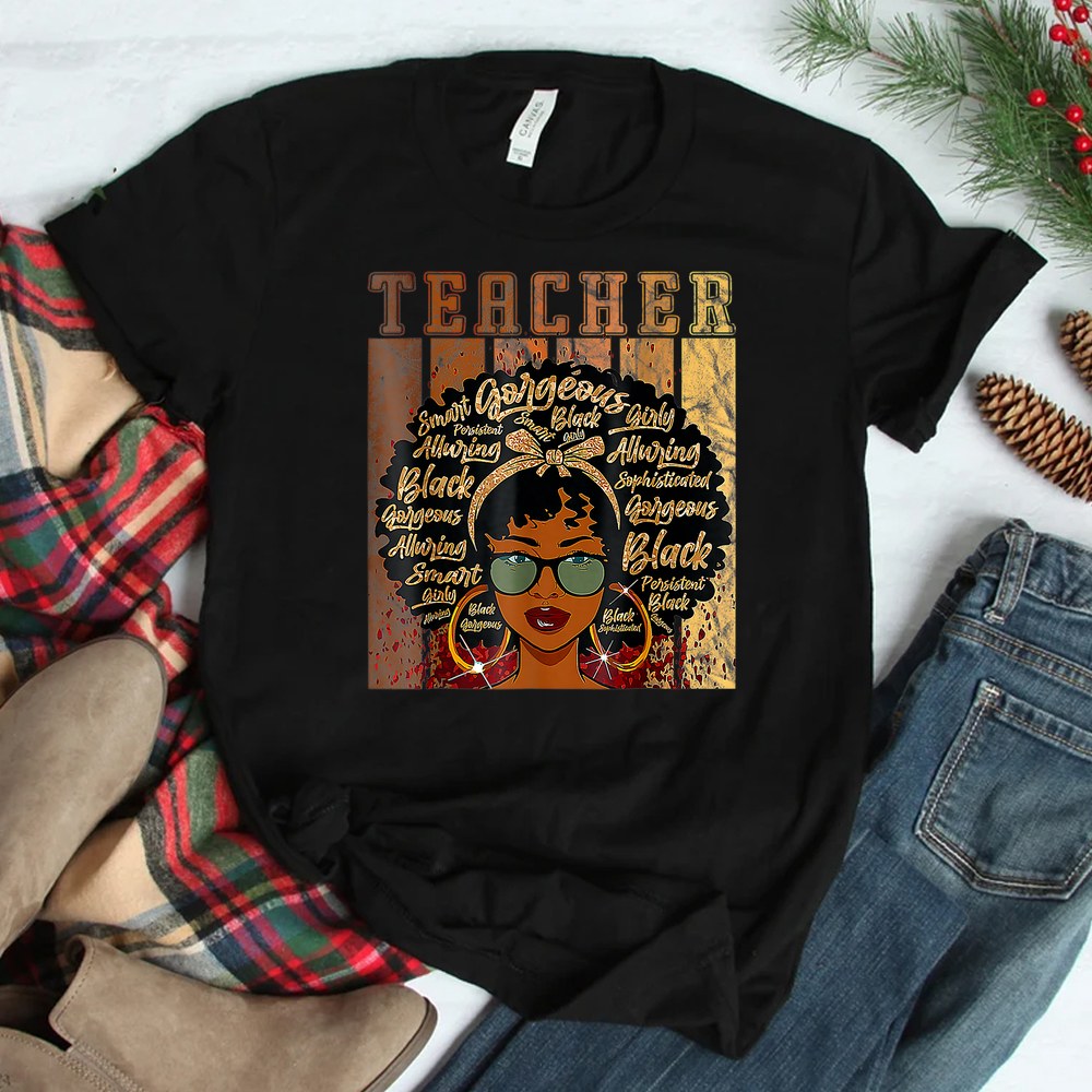 Black Woman Teacher Afro Retro Matching Black History Month Shirt Black Woman Teacher Afro Retro Matching Black History Month Shirt