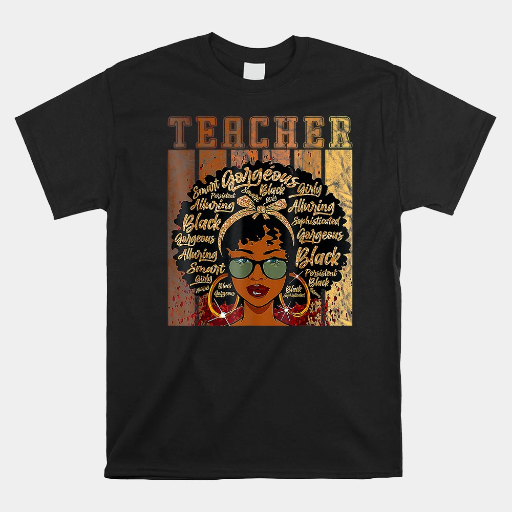 Black Woman Teacher Afro Retro Matching Black History Month Shirt Black Woman Teacher Afro Retro Matching Black History Month Shirt
