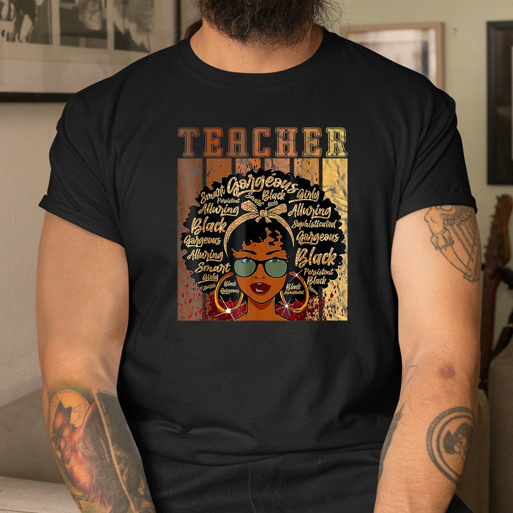 Black Woman Teacher Afro Retro Matching Black History Month Shirt Black Woman Teacher Afro Retro Matching Black History Month Shirt