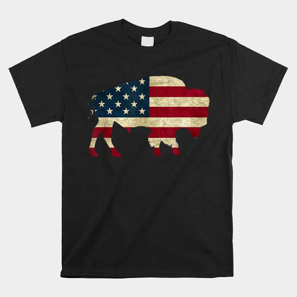 Buffalo American Flag Tshirt Bison Patriotic Shirt Buffalo American Flag Tshirt Bison Patriotic Shirt