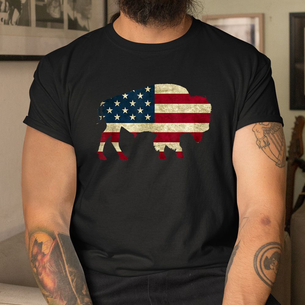 Buffalo American Flag Tshirt Bison Patriotic Shirt Buffalo American Flag Tshirt Bison Patriotic Shirt