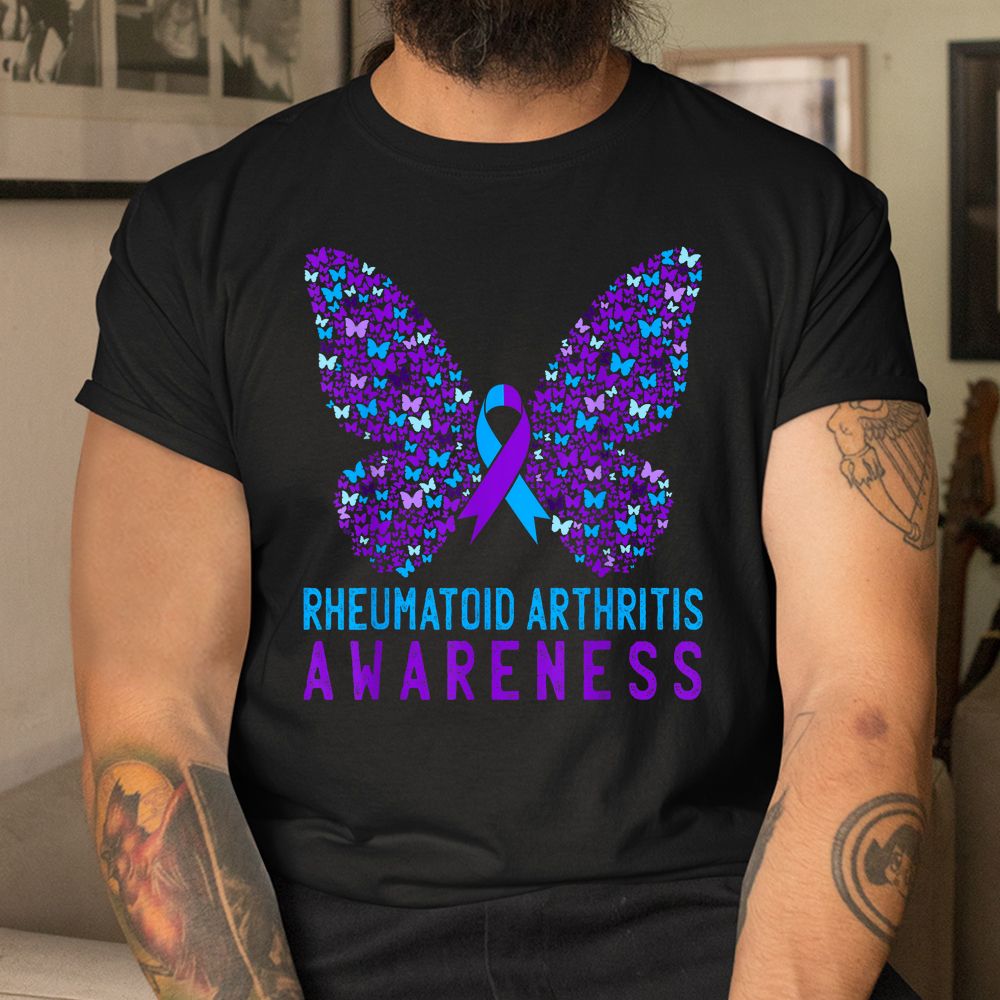 Butterfly Rheumatoid Arthritis Awareness Ra Ribbon Support Shirt Butterfly Rheumatoid Arthritis Awareness Ra Ribbon Support Shirt