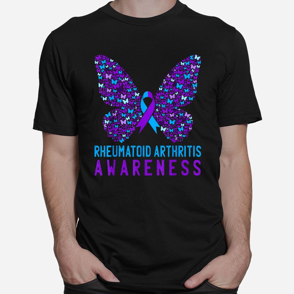 Butterfly Rheumatoid Arthritis Awareness Ra Ribbon Support Shirt Butterfly Rheumatoid Arthritis Awareness Ra Ribbon Support Shirt