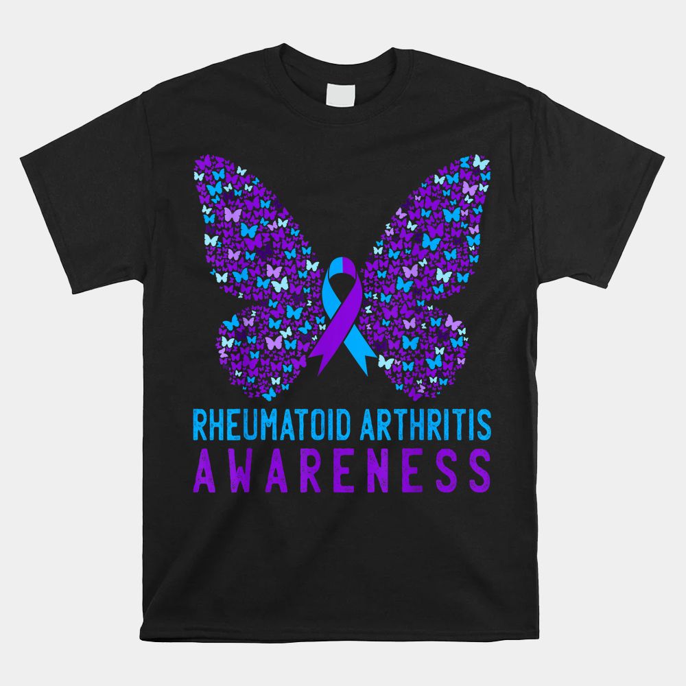 Butterfly Rheumatoid Arthritis Awareness Ra Ribbon Support Shirt Butterfly Rheumatoid Arthritis Awareness Ra Ribbon Support Shirt